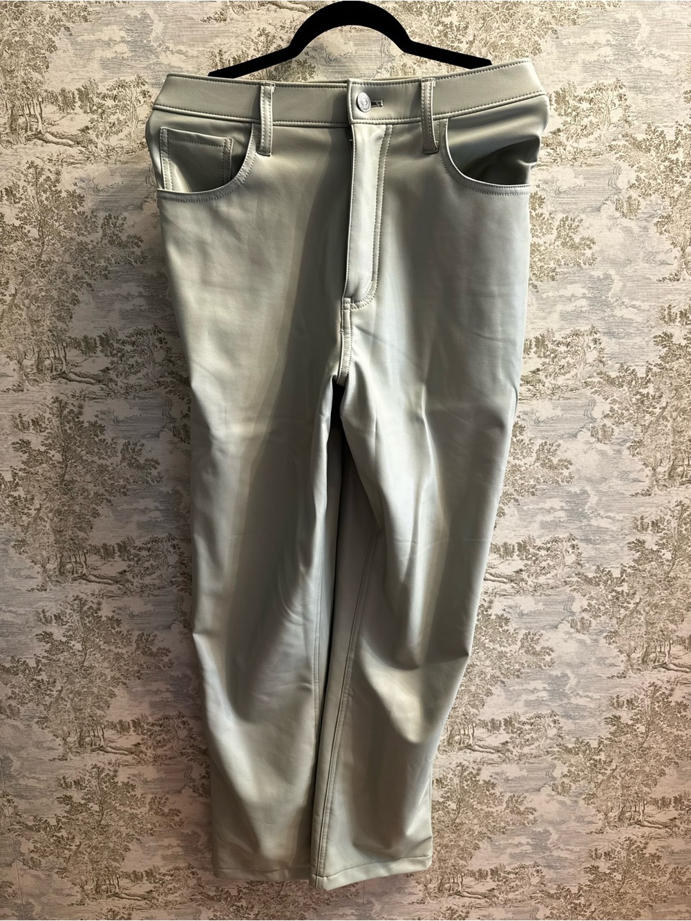 Abercrombie & Fitch Vegan Leather Pants in Sage